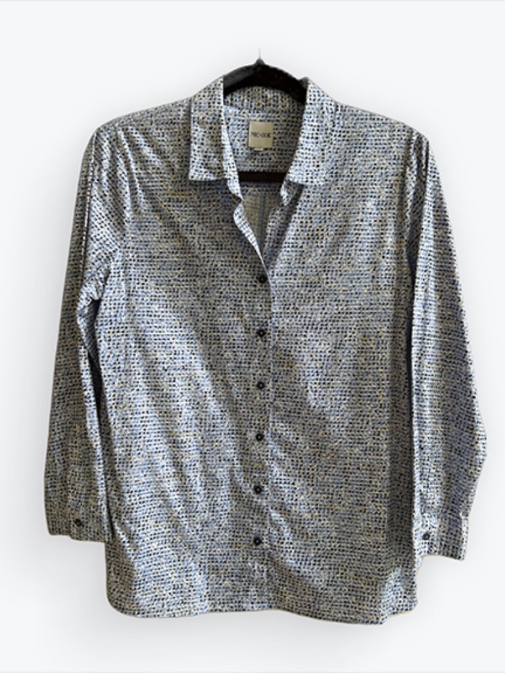 NIC+ZOE Geometric Pattern Button Down Top | Size Medium